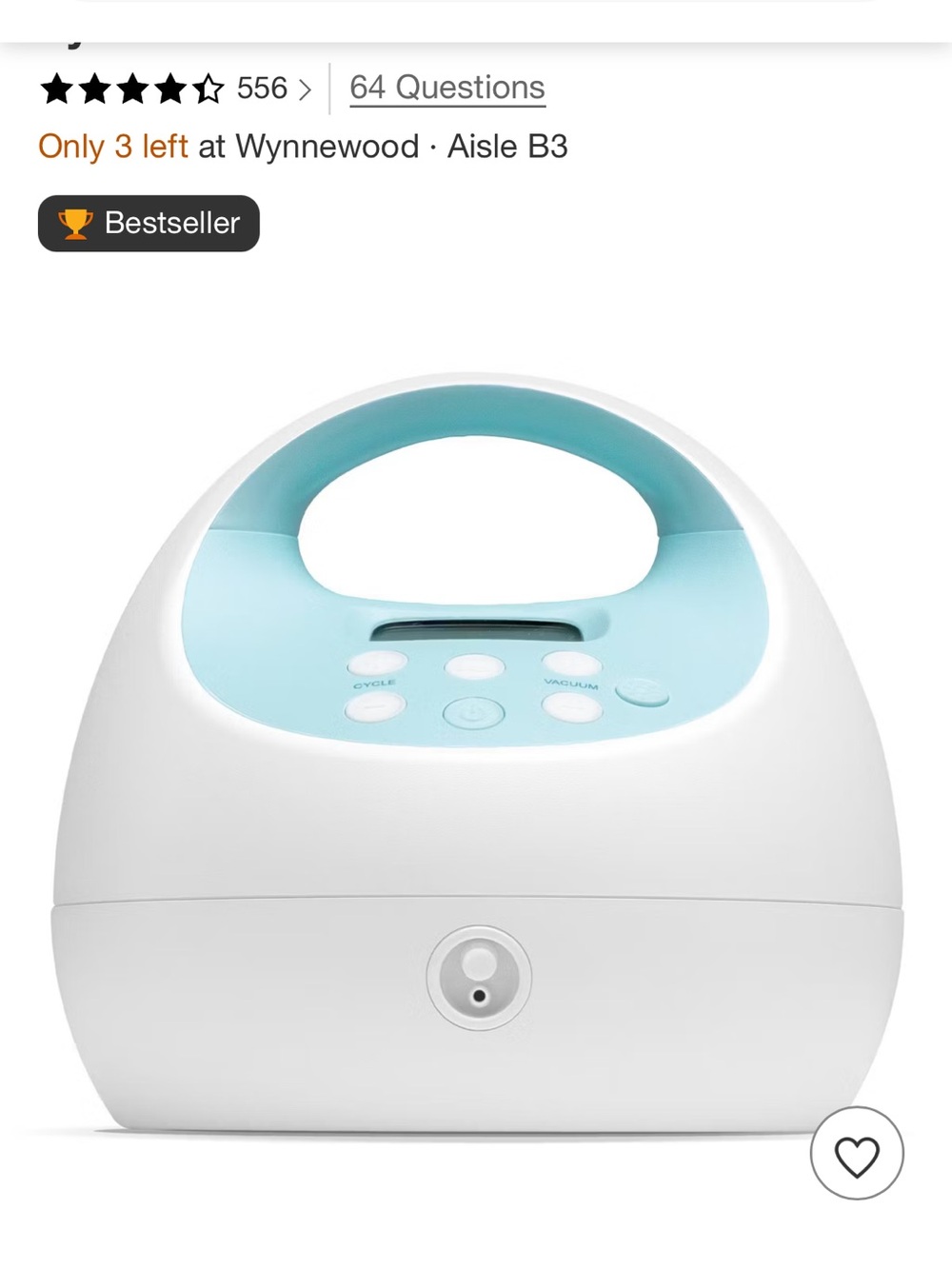 Portable White and Light Blue Electronic Breast Pump - Brand Unspecified